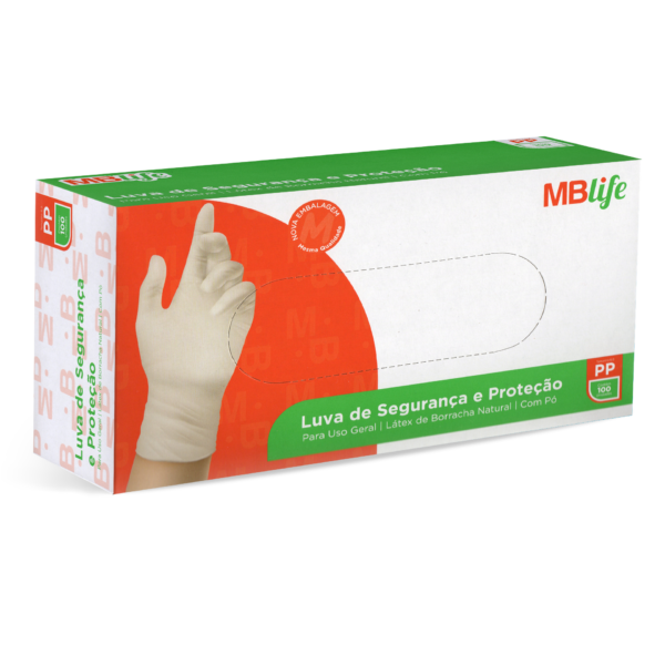 Kit 10 caixas de Luva de Látex MBlife cor branca com pó