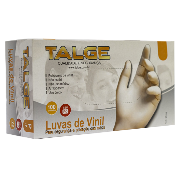 Kit 10 caixas de Luvas de Vinil Talge cor transparente sem Pó