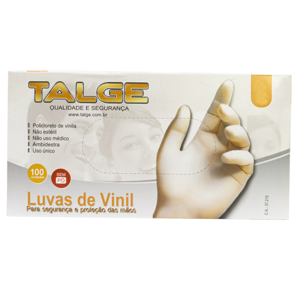 Kit 10 caixas de Luvas de Vinil Talge cor transparente sem Pó