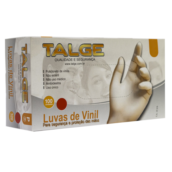 Kit 3 caixas de Luvas de Vinil Talge cor transparente  sem Pó