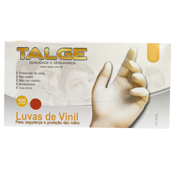 Kit 3 caixas de Luvas de Vinil Talge cor transparente  sem Pó