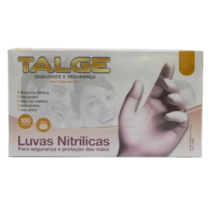 Luvas Nitrílicas Talge cor rosa tamanho M - 100 Unidades