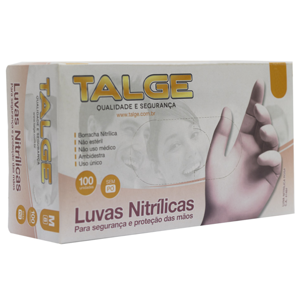 Kit 10 Caixas de Luvas Nitrilica Talge cor rosa tamanho M sem Pó – 1.000 unidades