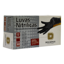 Luvas Nitrílicas Descarpack  cor preta – 100 Unidades