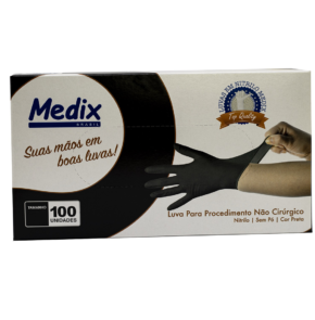 Luvas Nitrílicas Medix cor preta – 100 Unidades
