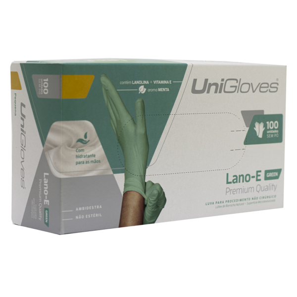 Kit 10 caixas de Luvas de Látex Unigloves Premium Quality cor Lano-e Sem pó