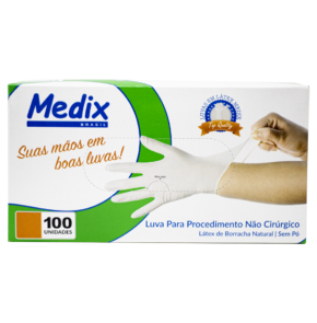Luva Látex Medix cor branca sem pó – 100 unidades