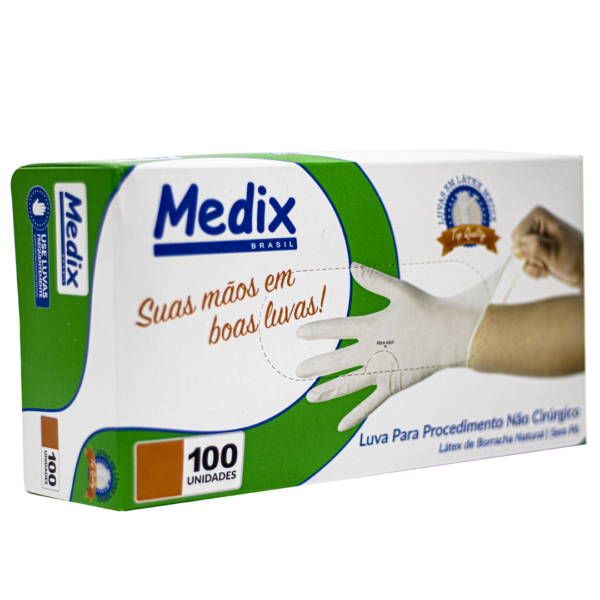 Kit 3 Caixas de Luva Látex Medix cor branca sem pó