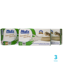 Kit 3 Caixas de Luva Látex Medix cor branca sem pó