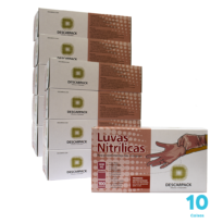 Kit 10 caixas de Luvas Nitrílicas Descarpack cor rosa sem pó -1.000 Unidades