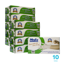 Kit 10 caixas de Luva Látex Medix cor branca sem pó
