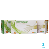 Kit 3 caixas com Luva Látex MBlife cor branca com pó