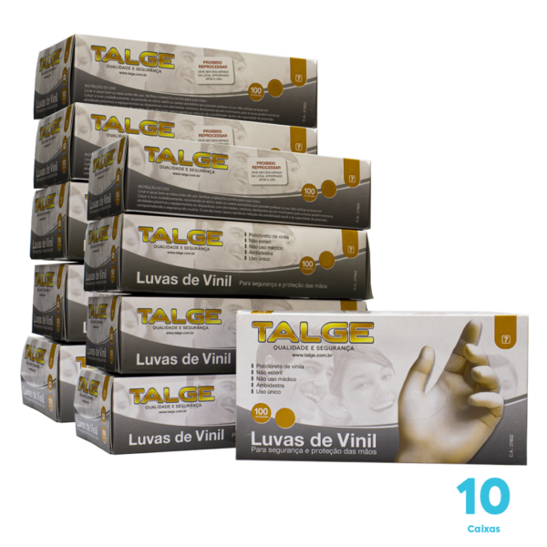 Kit 3 caixas de Luvas de Vinil Talge cor transparente  sem Pó