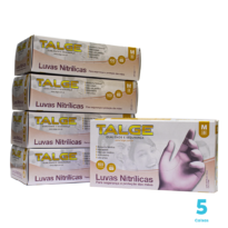 Kit 5 caixas de Luvas Nitrílicas Talge cor rosa tamanho M sem pó