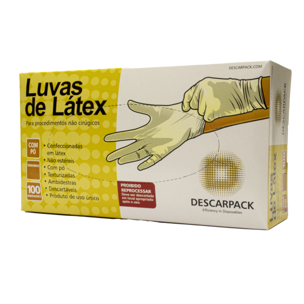 Kit de 3 caixas de Luvas Látex Descarpack de procedimento com pó - 100 Unidades