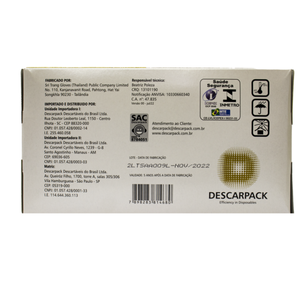 Kit de 3 caixas de Luvas Látex Descarpack de procedimento com pó - 100 Unidades