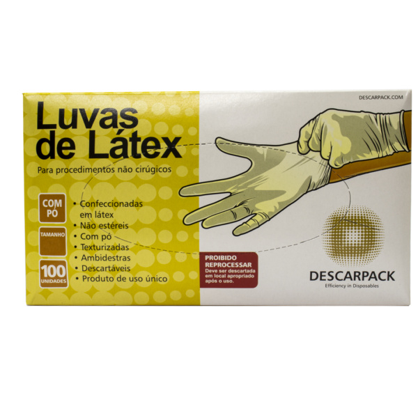 Kit de 3 caixas de Luvas Látex Descarpack de procedimento com pó - 100 Unidades