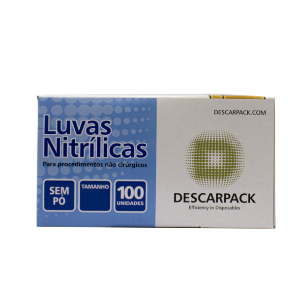 Kit 5 caixas de Luvas Nitrílicas Descarpack cor azul  sem pó