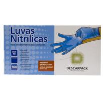 Luvas Nitrílicas Descarpack  cor azul – 100 Unidades