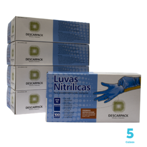 Kit 3 caixas de Luvas Nitrílicas Descarpack cor azul sem pó