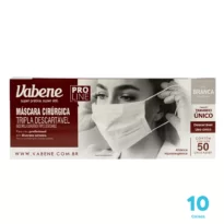 Kit 10 Caixas de Máscara Cirúrgica Vabene cor branca tripla proteção Descartável