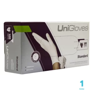 Luvas de Látex Standard Unigloves cor branca com Pó – 100 Unidades