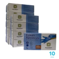 Kit 10 caixas de Luvas Nitrílicas Descarpack cor azul – 1.000 Unidades